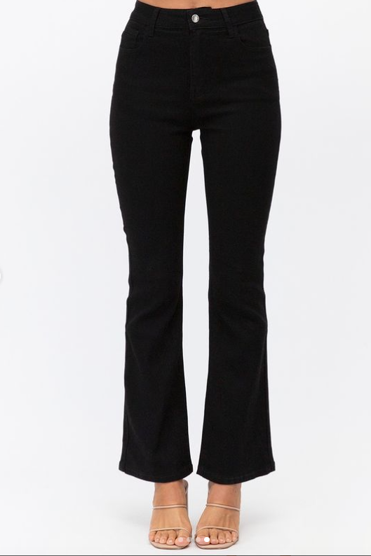 HIGH WAISTED BOOT LEG JEAN- BLACK | PAPERHEART