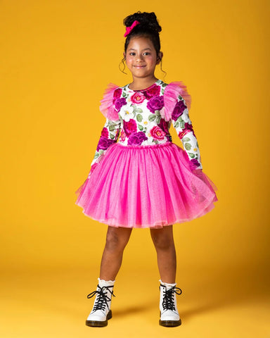 ROCK YOUR KID FRIENDSHIP AND RAINBOWS LS WAISTED DRESS