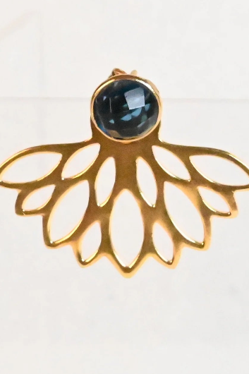 Euro Gold Flower Stone Earrings | Melanie Woods