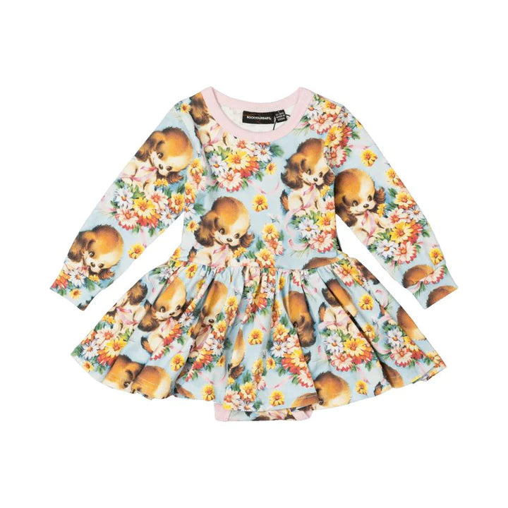 ROCK YOUR BABY | PUPPY LOVE BABY WAISTED DRESS