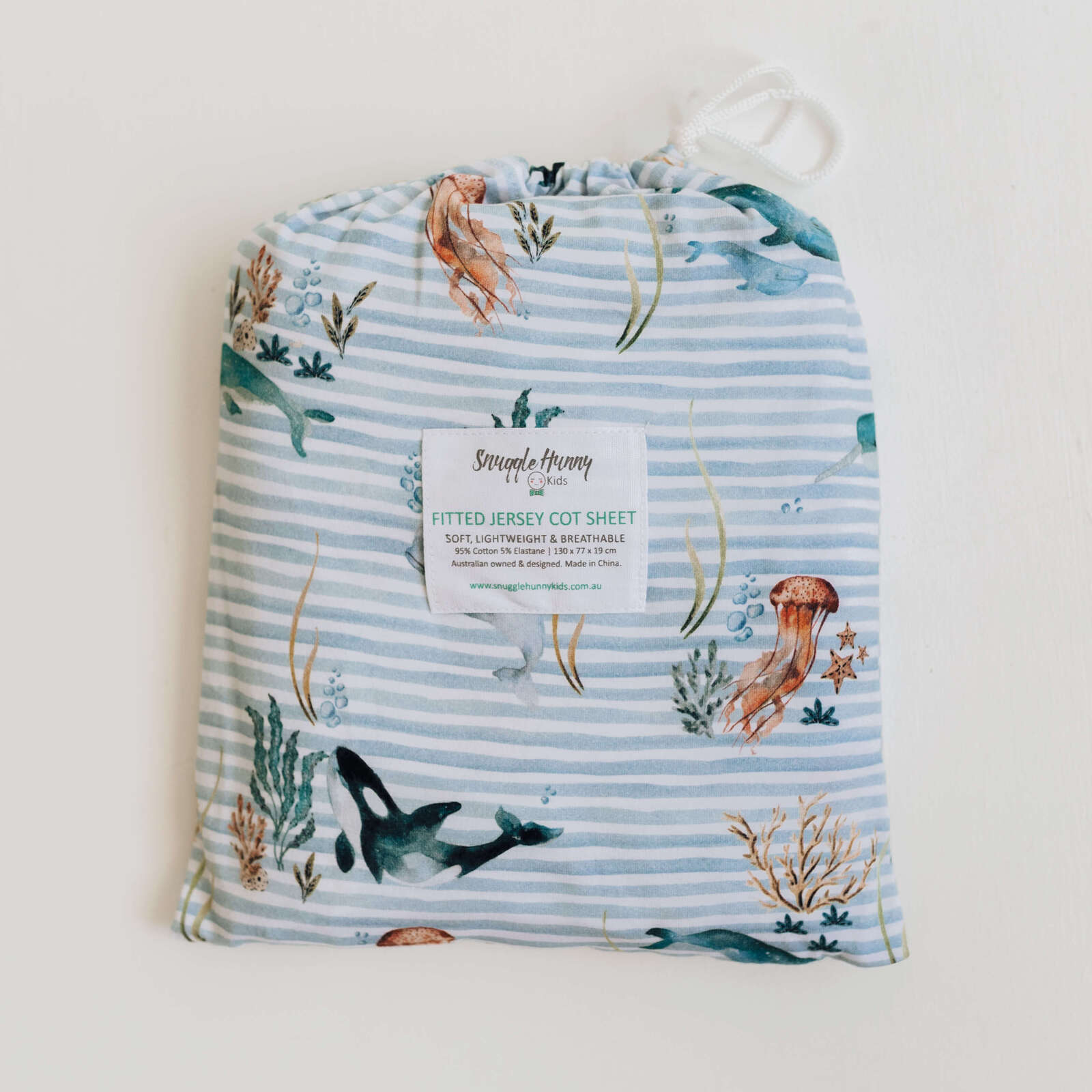 SNUGGLE HUNNY Whale | Fitted Cot Sheet