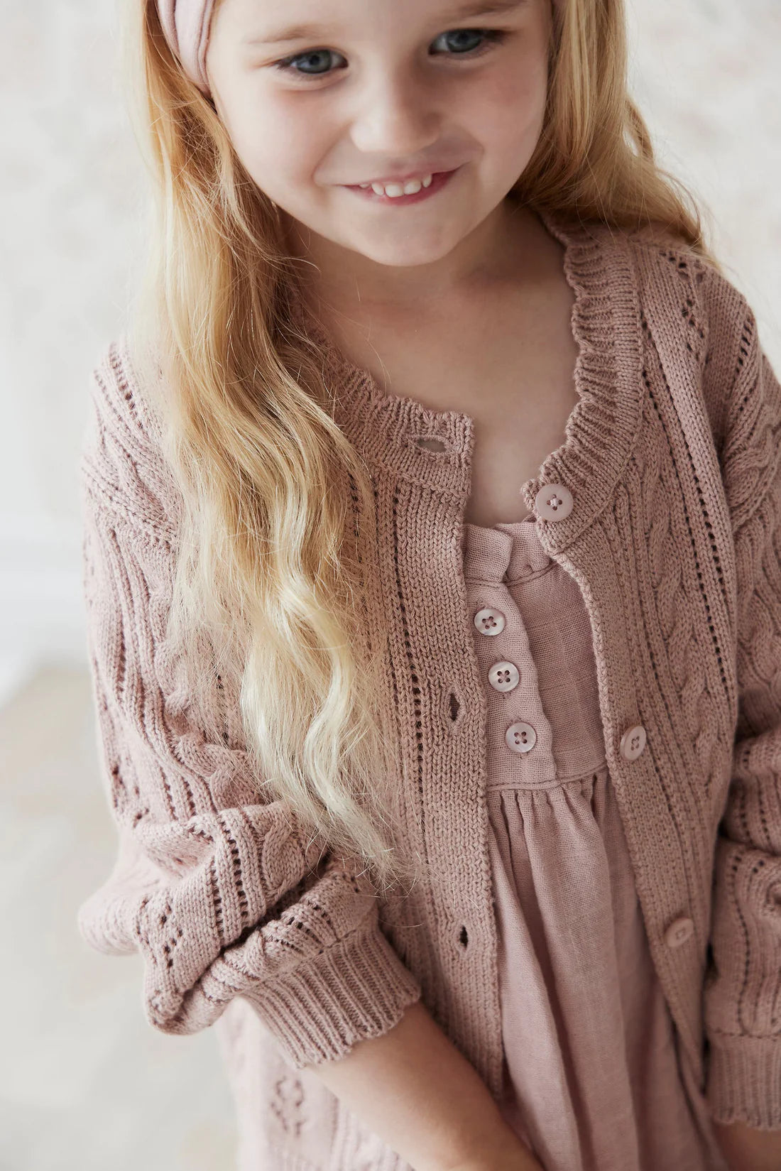 JAMIE KAY | Eleanor Knitted Cardigan - Dusky Rose Marle