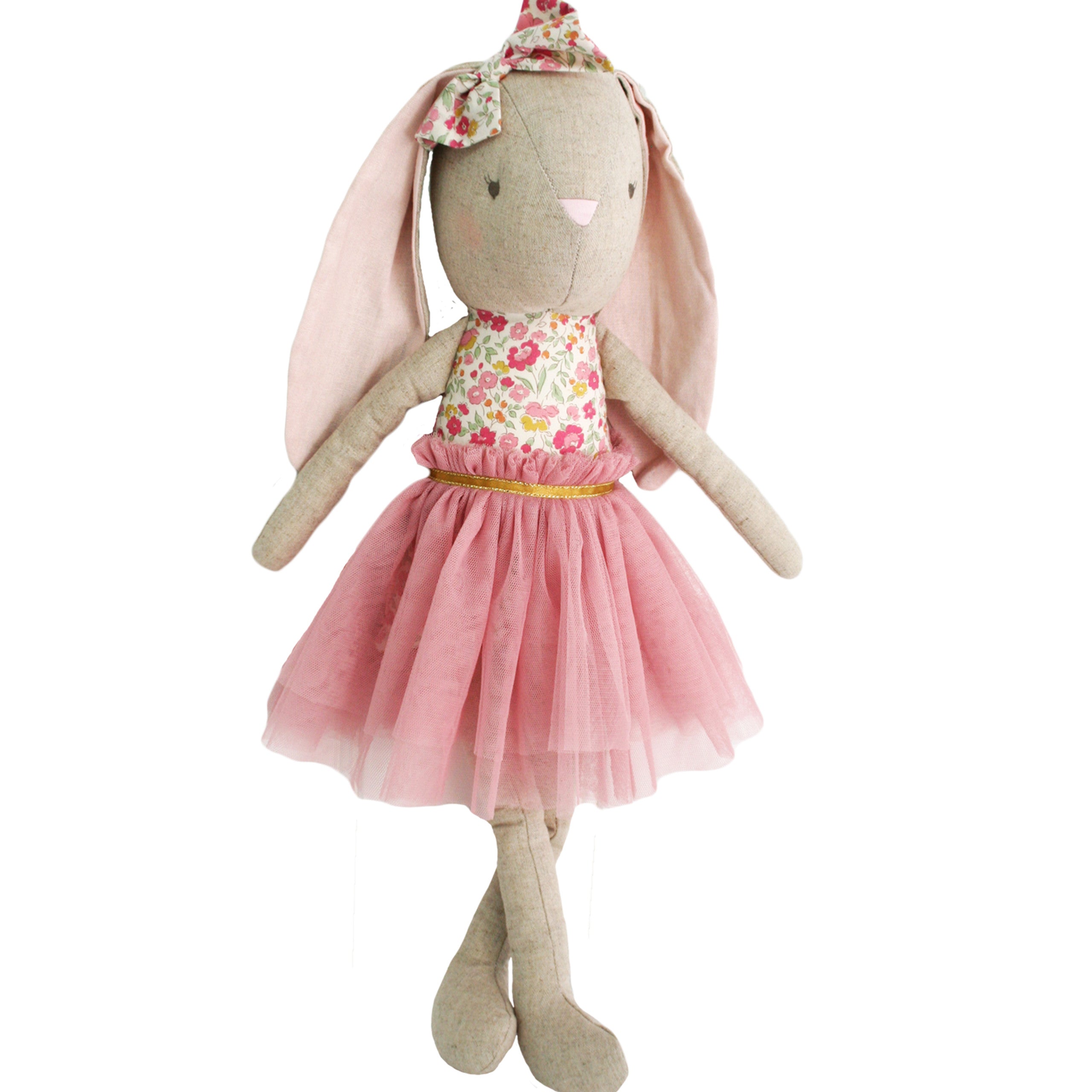 ALIMROSE LINEN PEARL CUDDLE BUNNY - ROSE GARDEN (55CM)