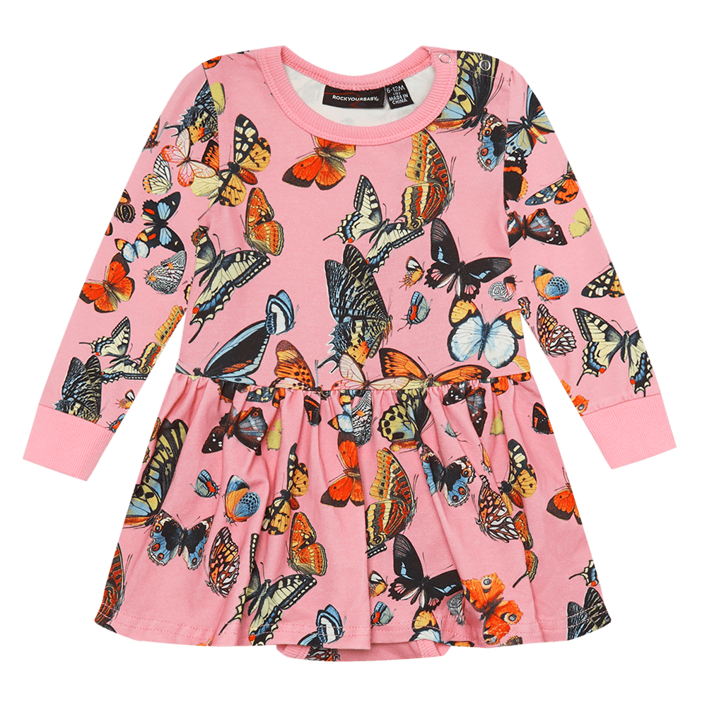 ROCK YOUR BABY BUTTERFLIES BABY WAISTED DRESS