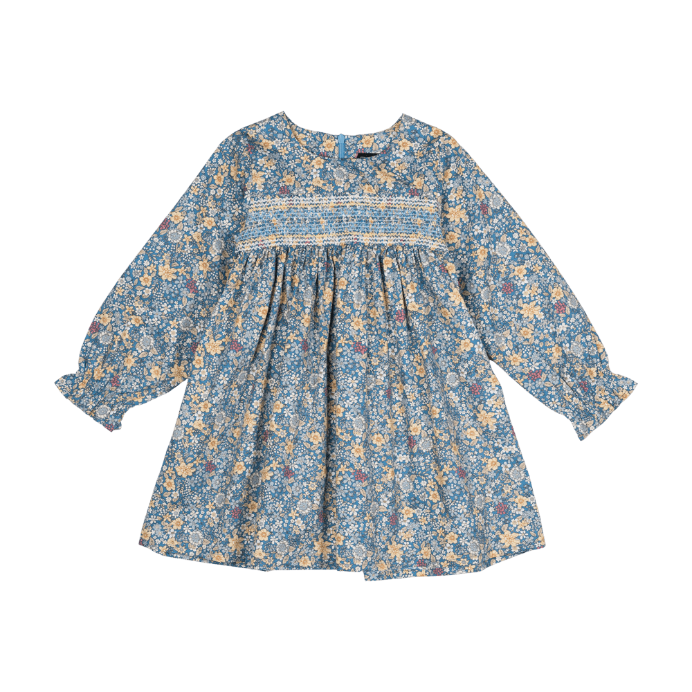 BLUE FLORAL SMOCK DRESS | ROCK YOUR KID