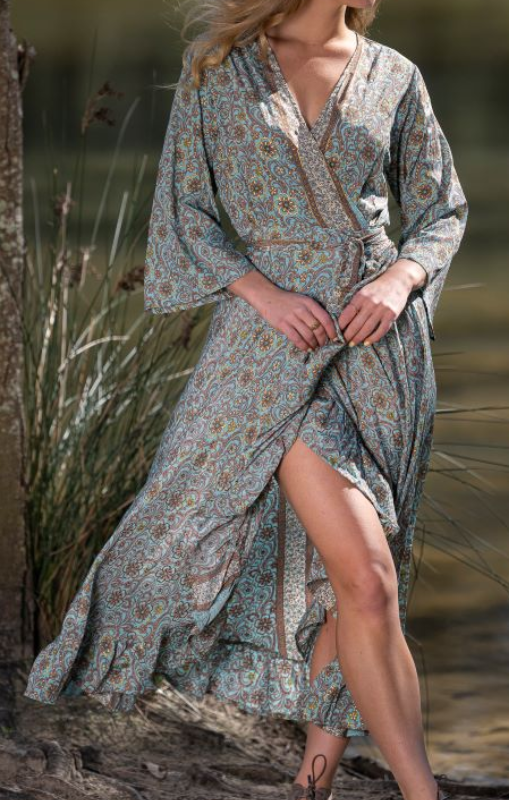 Shawnee Wrap Dress - Turquoise | Cienna Designs