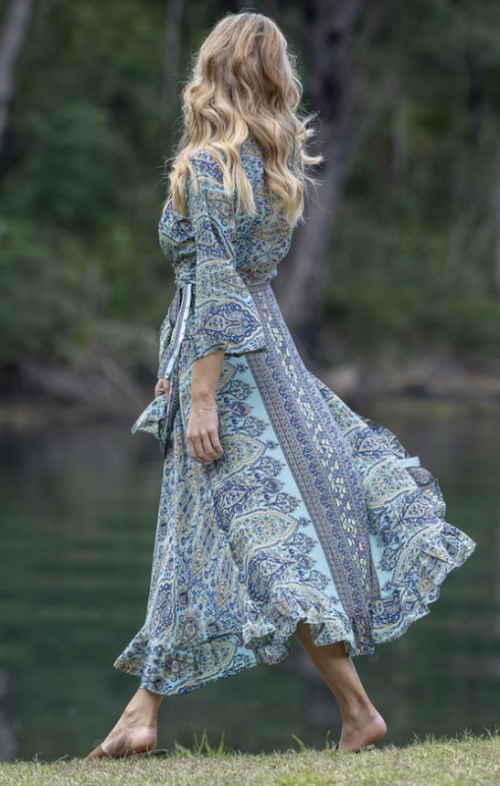 Riley Wrap Dress - Blue | Cienna Designs