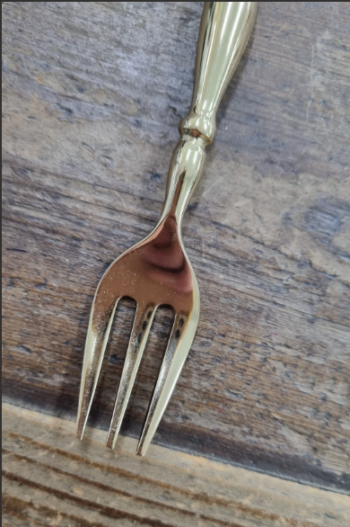 brass gold palm dessert fork