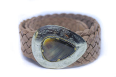 Marrakesh Wide Leather Belt - Teardrop Bone buckle