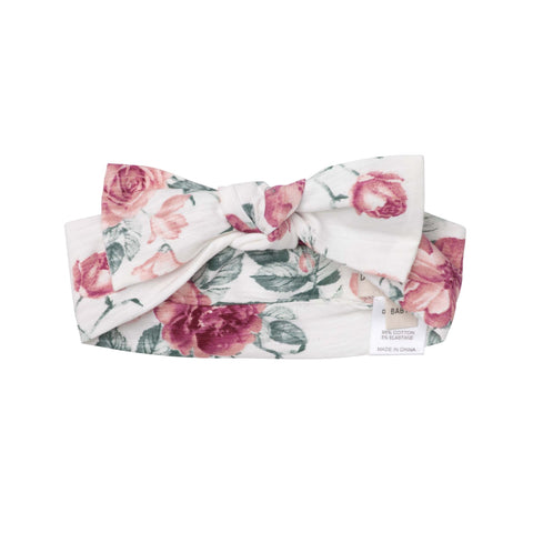 Designer Kidz Audrey floral swaddle & Headband set - Tea Rose