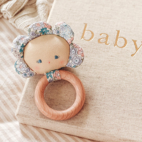 Alimrose | Flower Baby Teether Rattle Liberty Blue