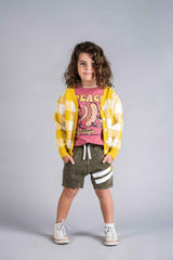 MUSTARD CHECKERED KNIT CARDIGAN | ROCK YOUR KID