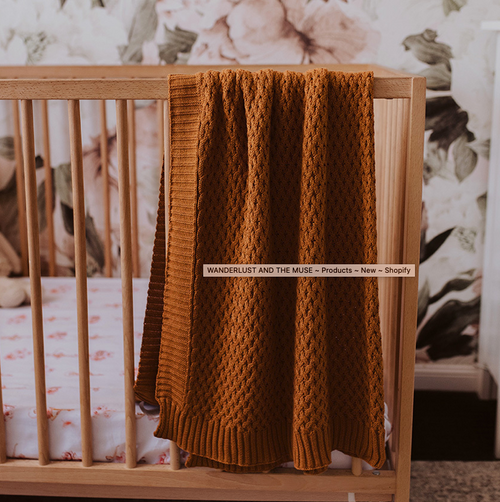 Snuggle Hunny | Bronze | Diamond Knit Baby Blanket