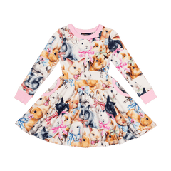 BUNNY BOWS LS WAISTED DRESS | ROCK YOUR KID