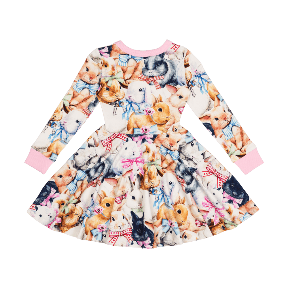 BUNNY BOWS LS WAISTED DRESS | ROCK YOUR KID