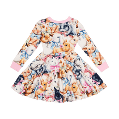 BUNNY BOWS LS WAISTED DRESS | ROCK YOUR KID